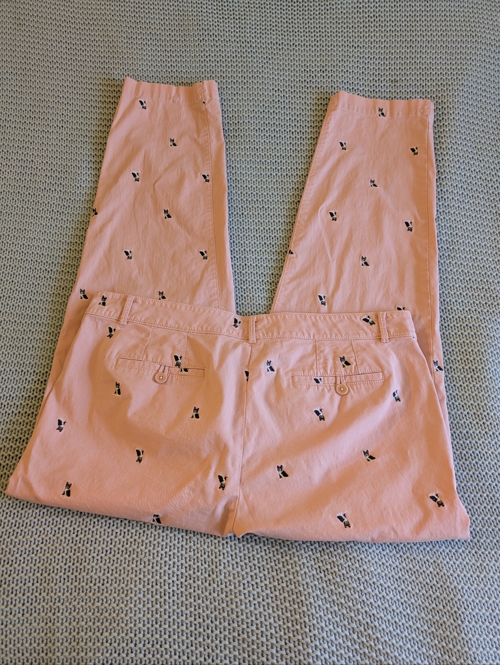 Talbots Dog Print Chino's Pink Sz 14 - Picture 9 of 11